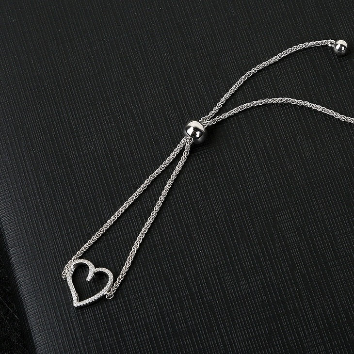 Silver Heart Bolo Bracelet