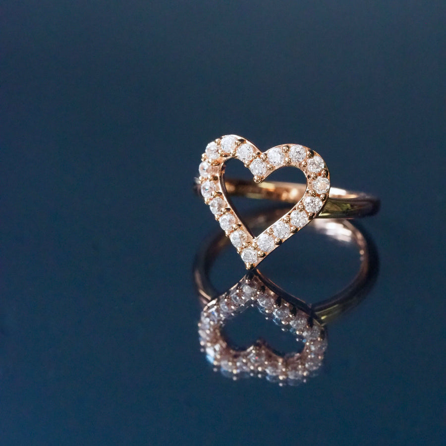 Silver Hollow Heart Ring