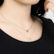 Silver Double Layered Heart Necklace