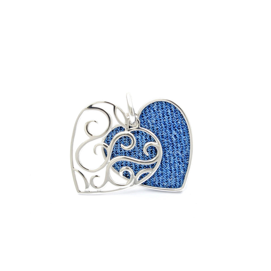 Denim Heart Silver Pendant