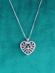 Silver Diamond Heart Pendant with Chain