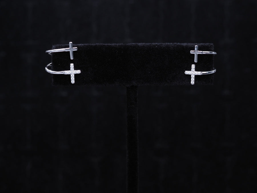 Silver Cross Stud & Cuff Earrings