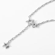 Silver Y-Lariat Stars Necklace