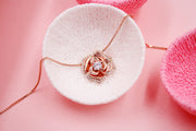 Silver Flower Necklace in 14K Rose Gold Plating