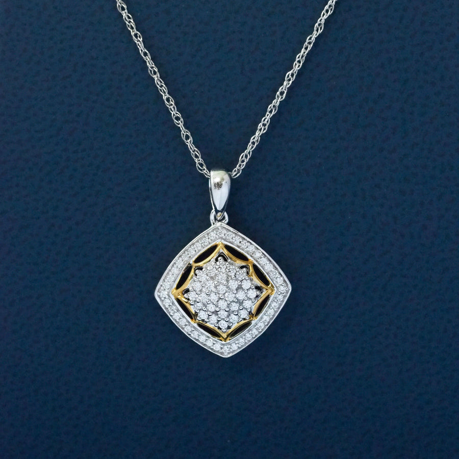Silver Cluster Pendant with 14 Karat Yellow Gold Plating
