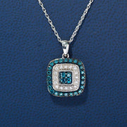 Silver Blue Diamond & Cubic Zirconia Pendant