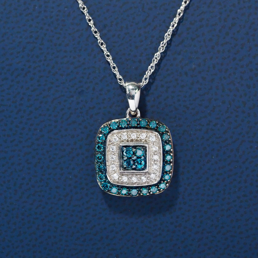 Silver Blue Diamond & Cubic Zirconia Pendant