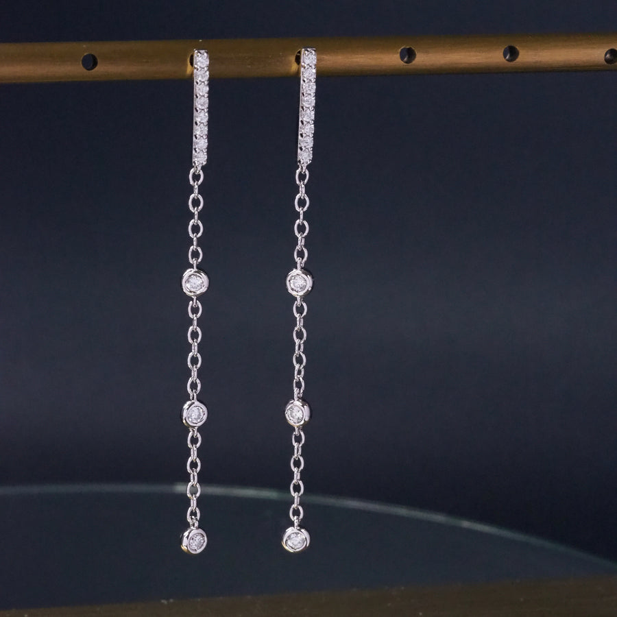 Silver Drop Scattered Earrings