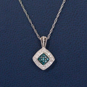 Silver Blue Diamond & Cubic Zirconia Pendant