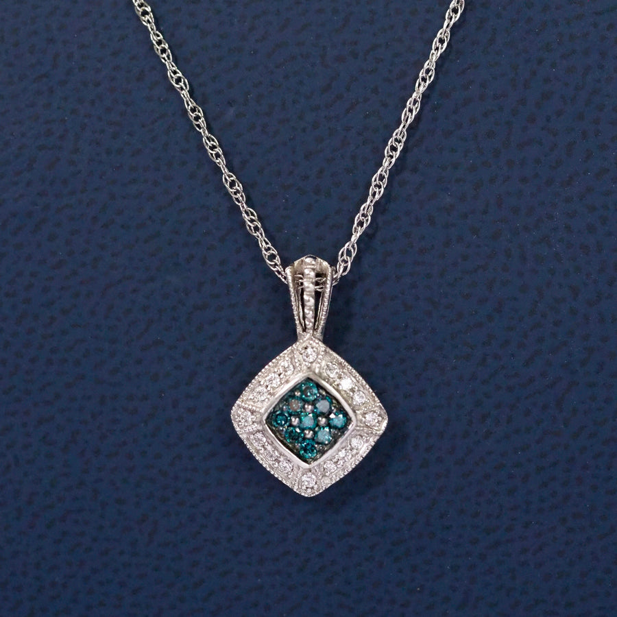 Silver Blue Diamond & Cubic Zirconia Pendant