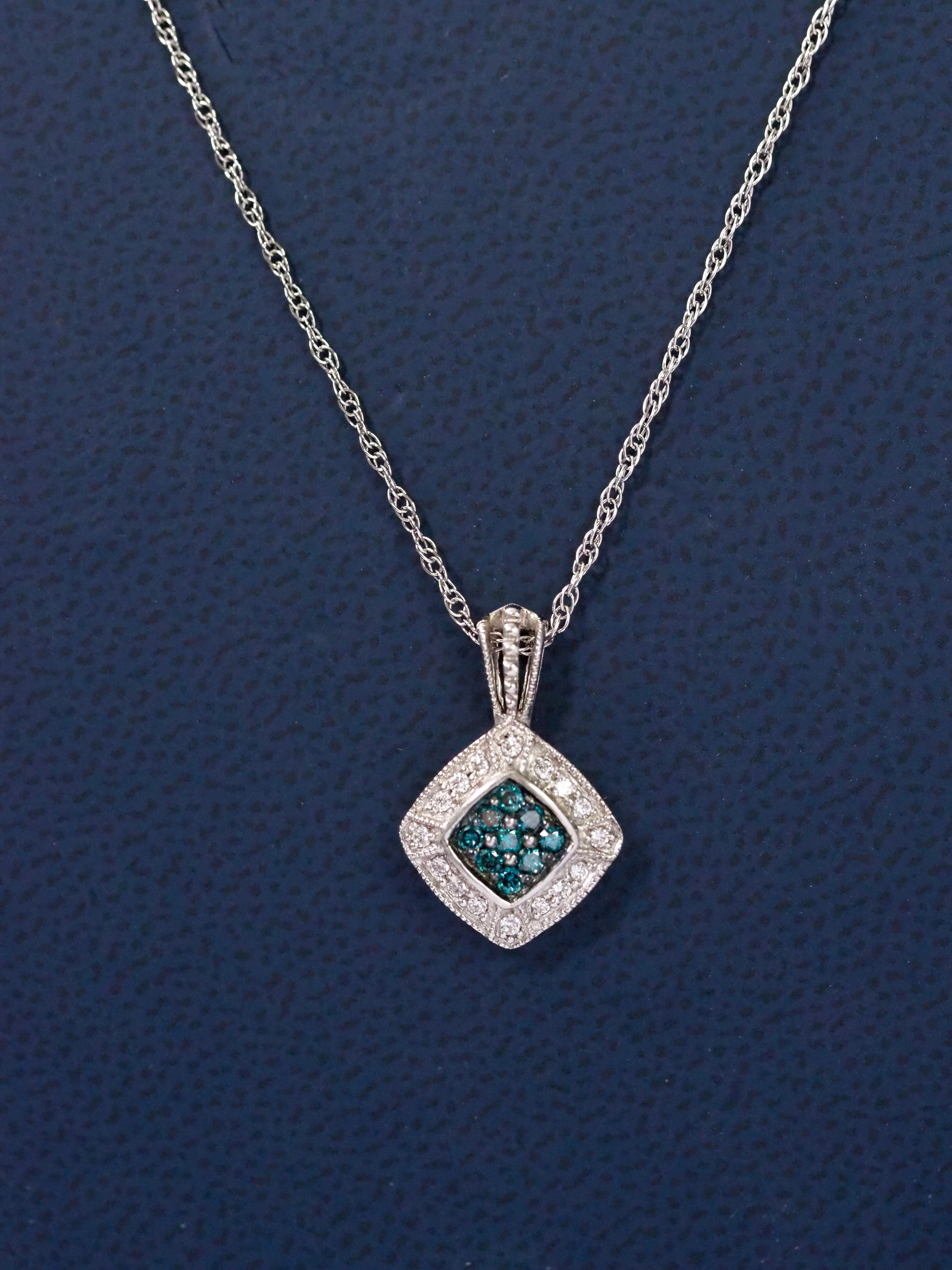 Silver Blue Diamond & Cubic Zirconia Pendant