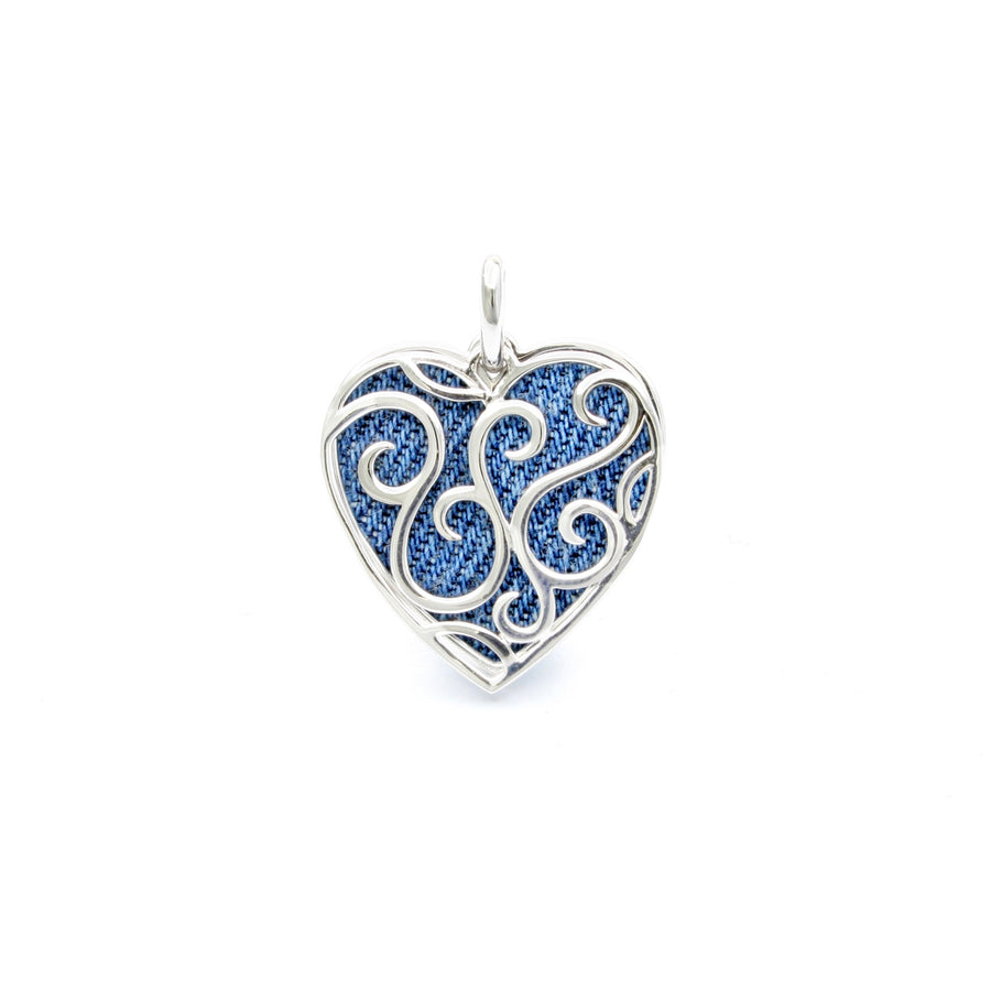 Denim Heart Silver Pendant