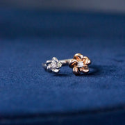 Silver Duo Flower Open Ring
