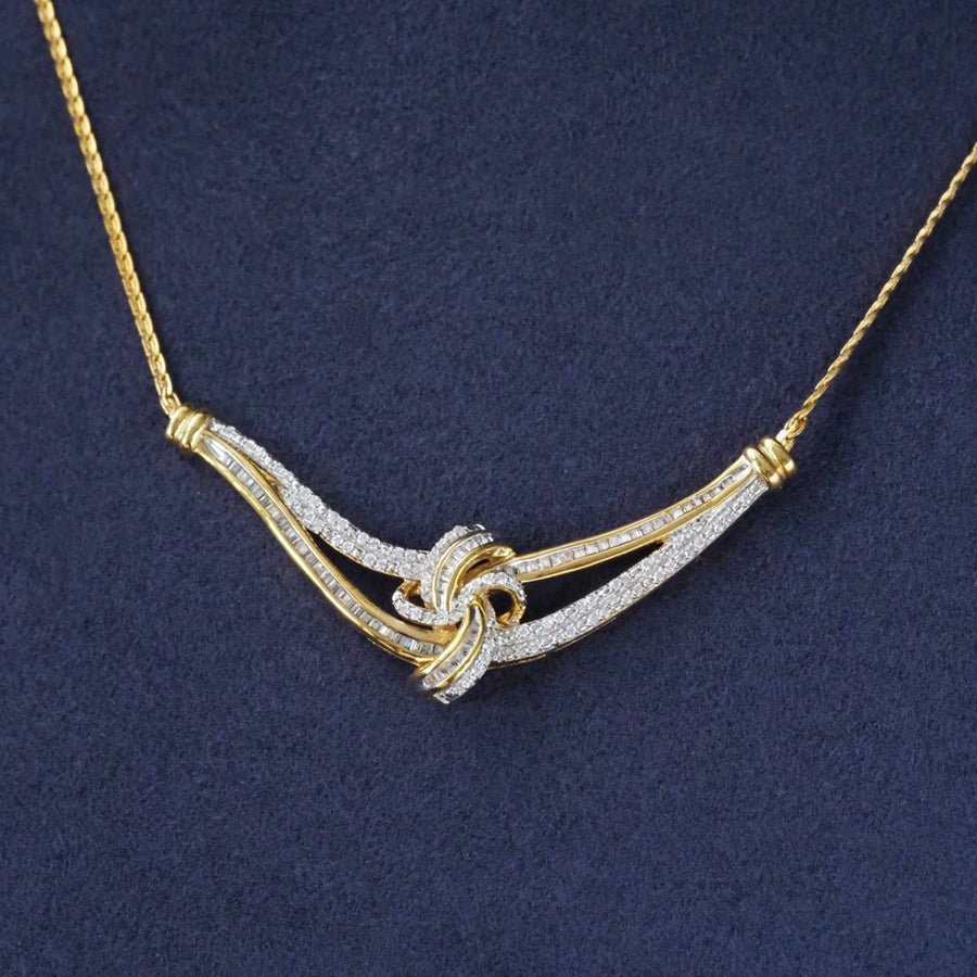 Silver Double Knot Necklace in 14 Karat Yellow Gold Plating
