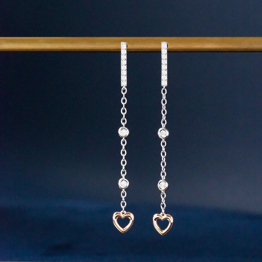 Silver Dangling Heart Earrings