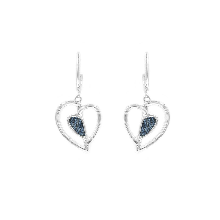 Denim Heart Dangling Earrings