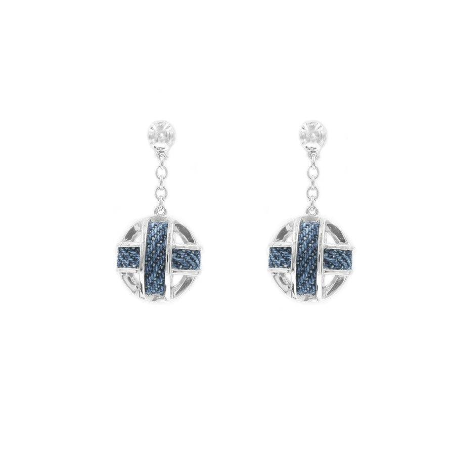 Denim 3D Ball Shape Earrings