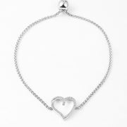 Silver Heart Bolo Bracelet