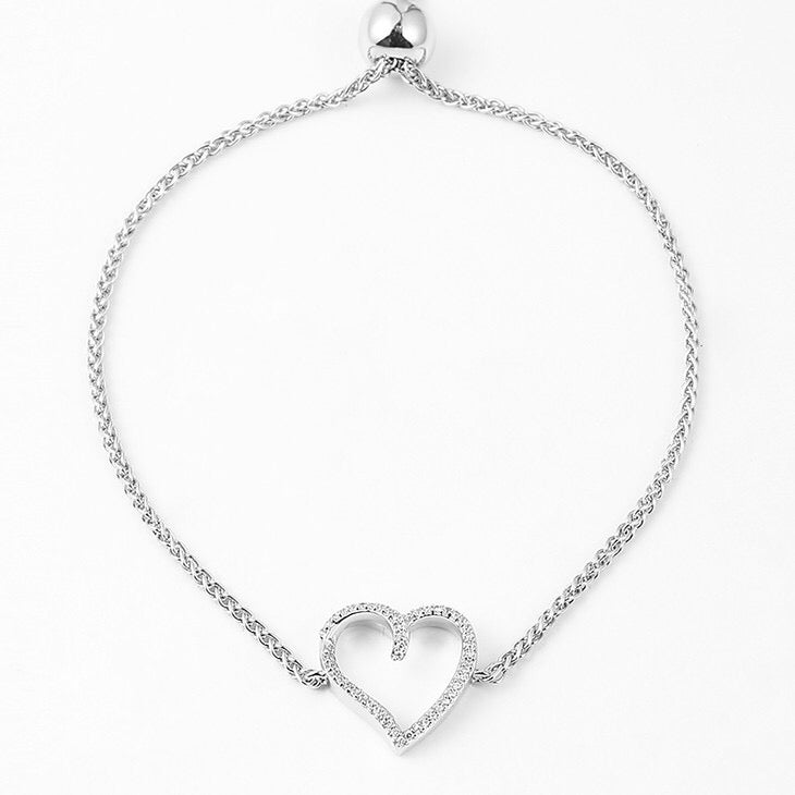 Silver Heart Bolo Bracelet