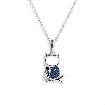 Cute Denim Owl Pendant